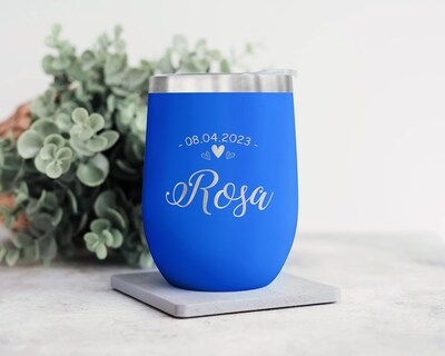 Personalized Wine Tumbler With Lid – Travel Mug For Hot and Cold Drinks – Vacuum Insulated Tumbler – Engraved Gift for Her, Him, Family - image2